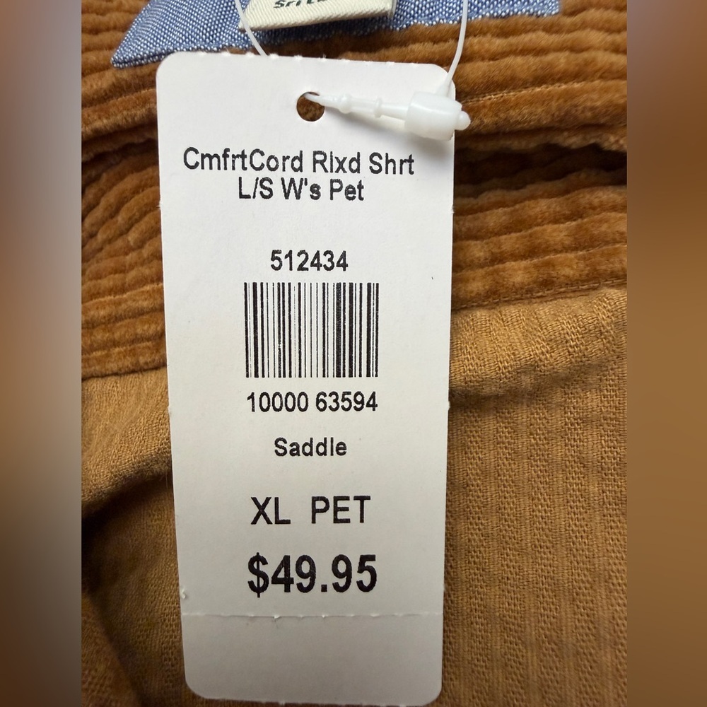 L.L. Bean Comfort Corduroy Relaxed Shirt - petite XL - saddle NWT - Picture 5 of 6